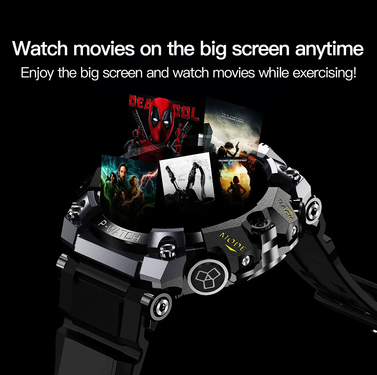 Entertainment-focused smartwatch with movie streaming and large display for workouts or travel – Raezure Aetherion